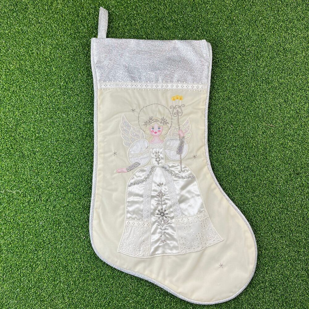 Vintage House of Hatten Angel Embroidered Christmas Stocking